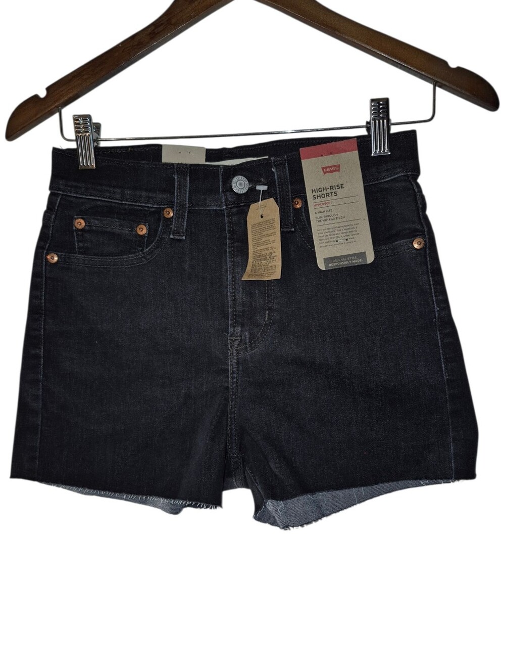 Levi's NWT High-Rise Black Denim Cutoff Shorts 26
